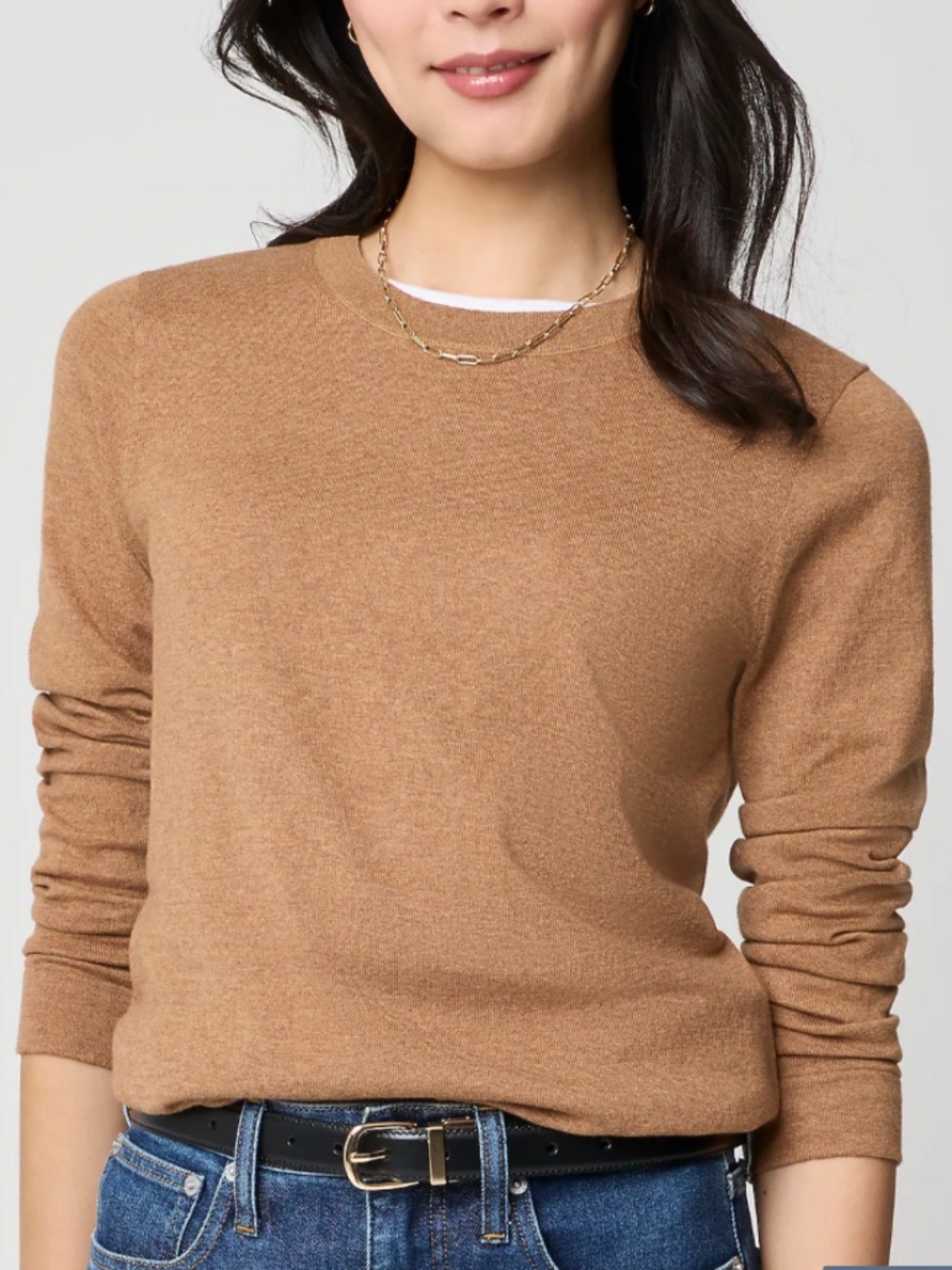 J.Crew Teddie Crewneck Sweater Camel Brown Cotton Wool Blend Size XS
